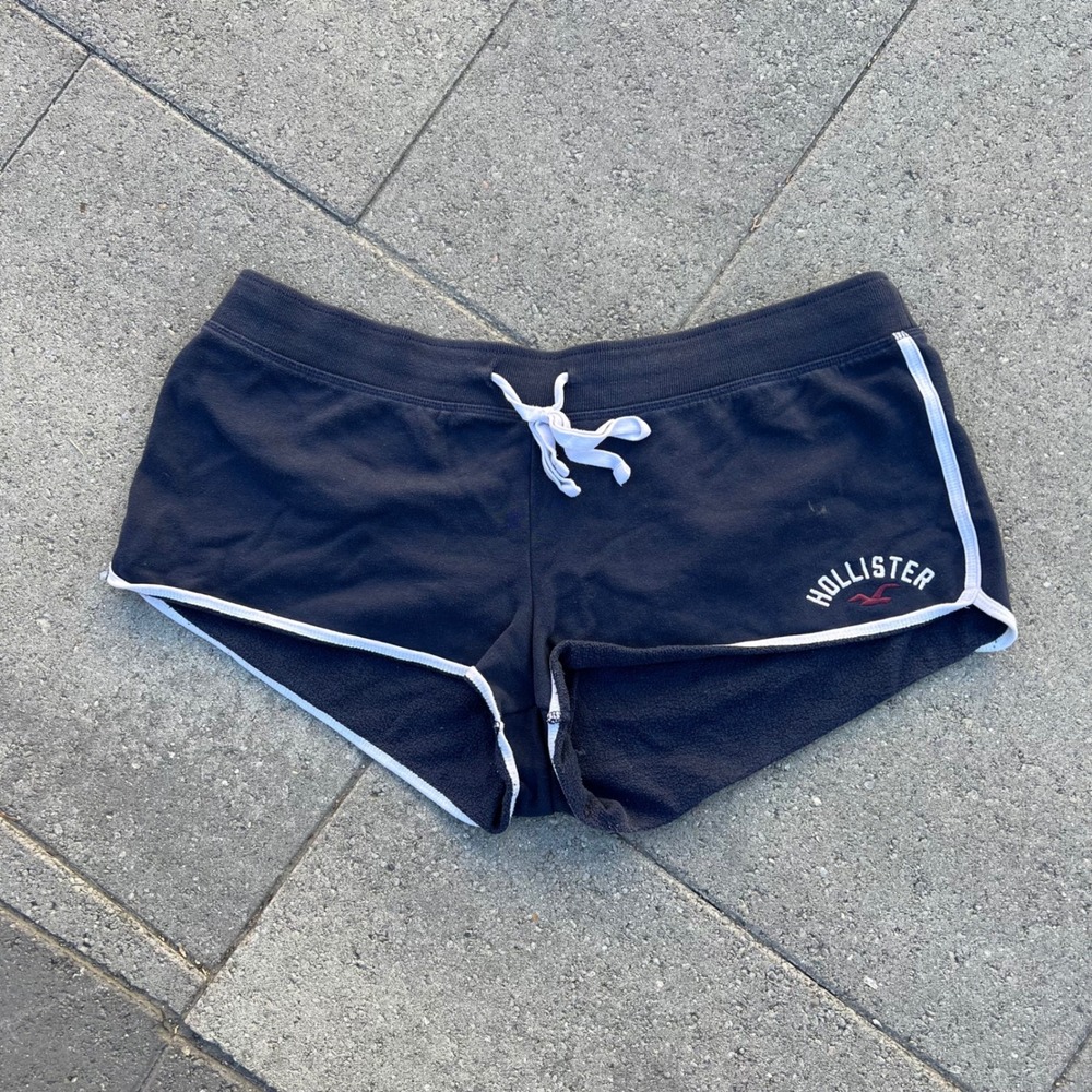 Hollister Navy Blue Fleece Dolphin Shorts XL White Trim Athletic Lounge